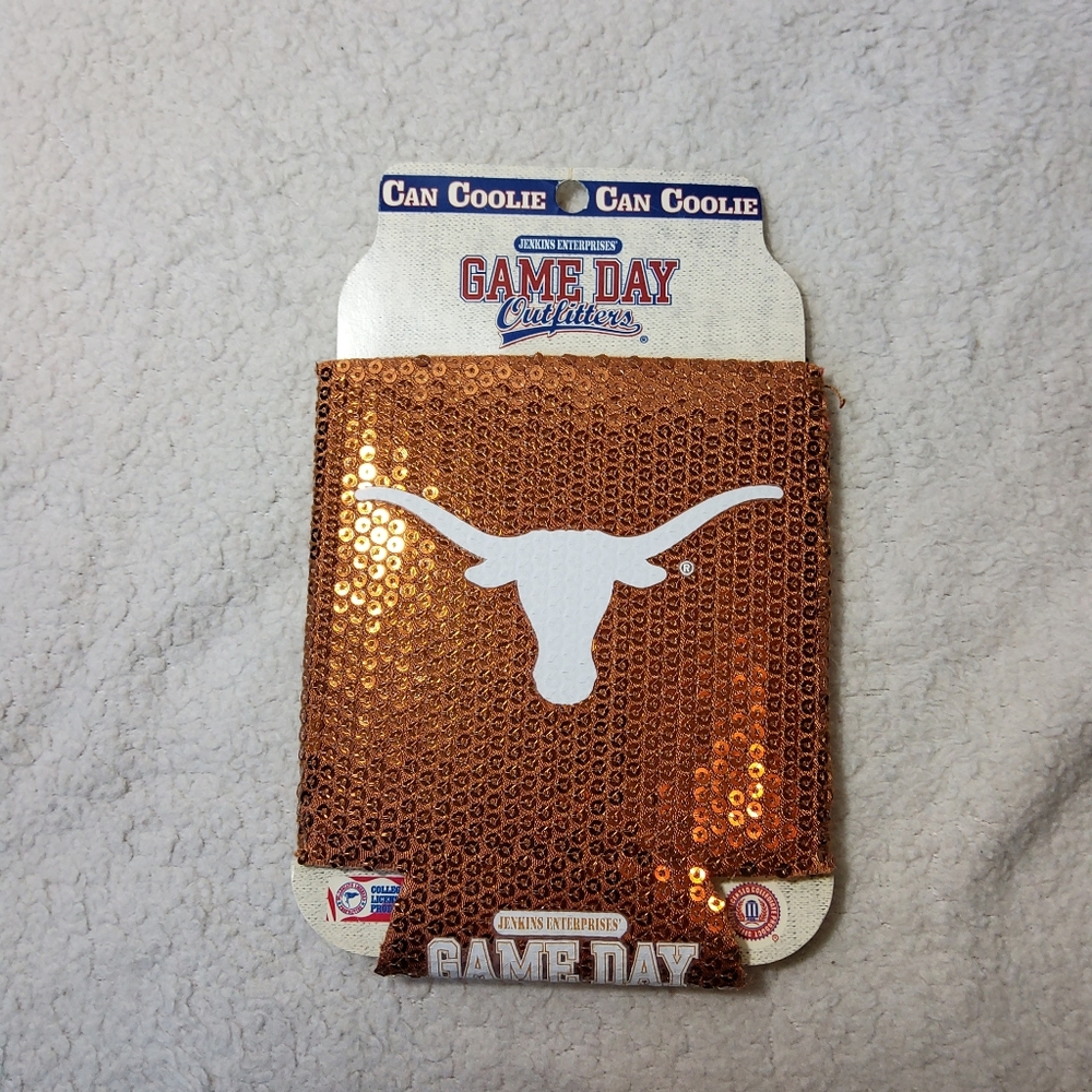 NEW Texas Longhorns Can Coolie Koozie University of Texas Orange Sequin UofT